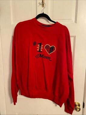 Red "#1 Mom" Heart Sweatshirt